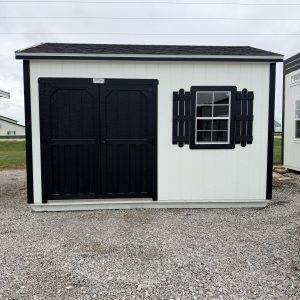 10x14 Garden Shed in Classic White & Black